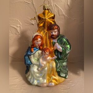 Vintage Summit Christmas Tree Glass Nativity Scene Ornament